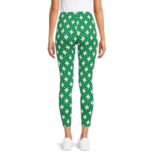 Juniors No Boundaries St Patrick's Day Leggings Size XL 15/17 Shamrock Argyle NW - Picture 2 of 3